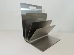 Pamono Stainless Steel Magazine Rack by Xavier Feal for Inux Industrie, 1970s> Magazine Racks