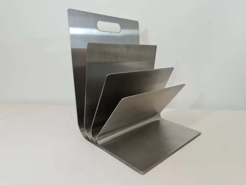 Pamono Stainless Steel Magazine Rack by Xavier Feal for Inux Industrie, 1970s> Magazine Racks