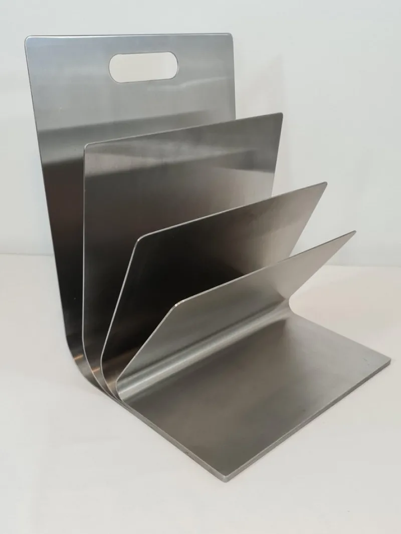 Pamono Stainless Steel Magazine Rack by Xavier Feal for Inux Industrie, 1970s> Magazine Racks