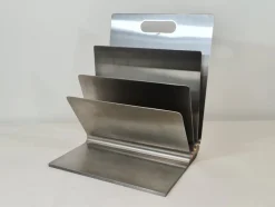 Pamono Stainless Steel Magazine Rack by Xavier Feal for Inux Industrie, 1970s><noscript><img width=