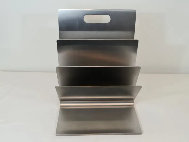 Pamono Stainless Steel Magazine Rack by Xavier Feal for Inux Industrie, 1970s> Magazine Racks