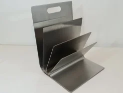 Pamono Stainless Steel Magazine Rack by Xavier Feal for Inux Industrie, 1970s><noscript><img width=