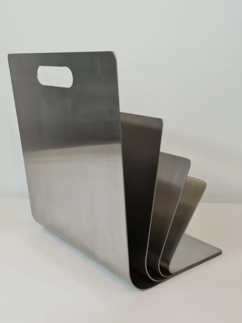 Pamono Stainless Steel Magazine Rack by Xavier Feal for Inux Industrie, 1970s> Magazine Racks