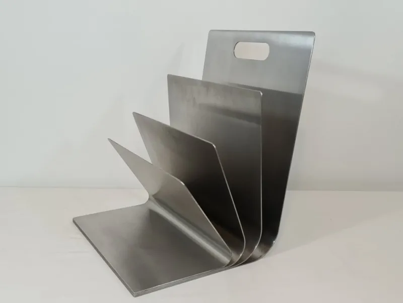 Pamono Stainless Steel Magazine Rack by Xavier Feal for Inux Industrie, 1970s> Magazine Racks