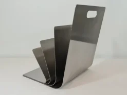 Pamono Stainless Steel Magazine Rack by Xavier Feal for Inux Industrie, 1970s><noscript><img width=