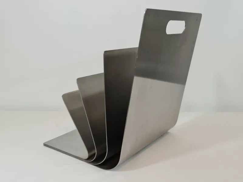 Pamono Stainless Steel Magazine Rack by Xavier Feal for Inux Industrie, 1970s> Magazine Racks