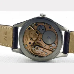 Pamono Stainless Steel Manual Winding Jumbo Watch from Omega, Switzerland, 1940s><noscript><img width=