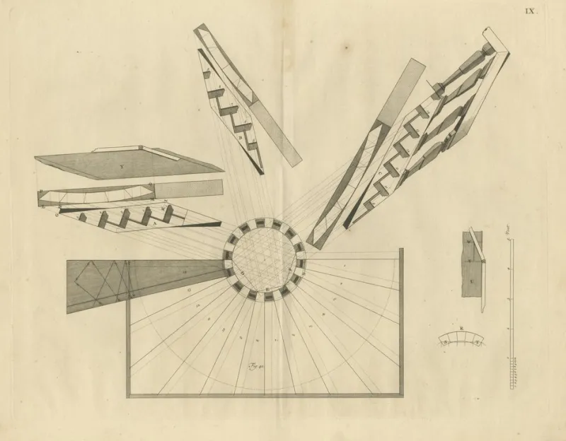 Pamono Staircase Designs, 1739, Paper, Set of 3> Work On Paper