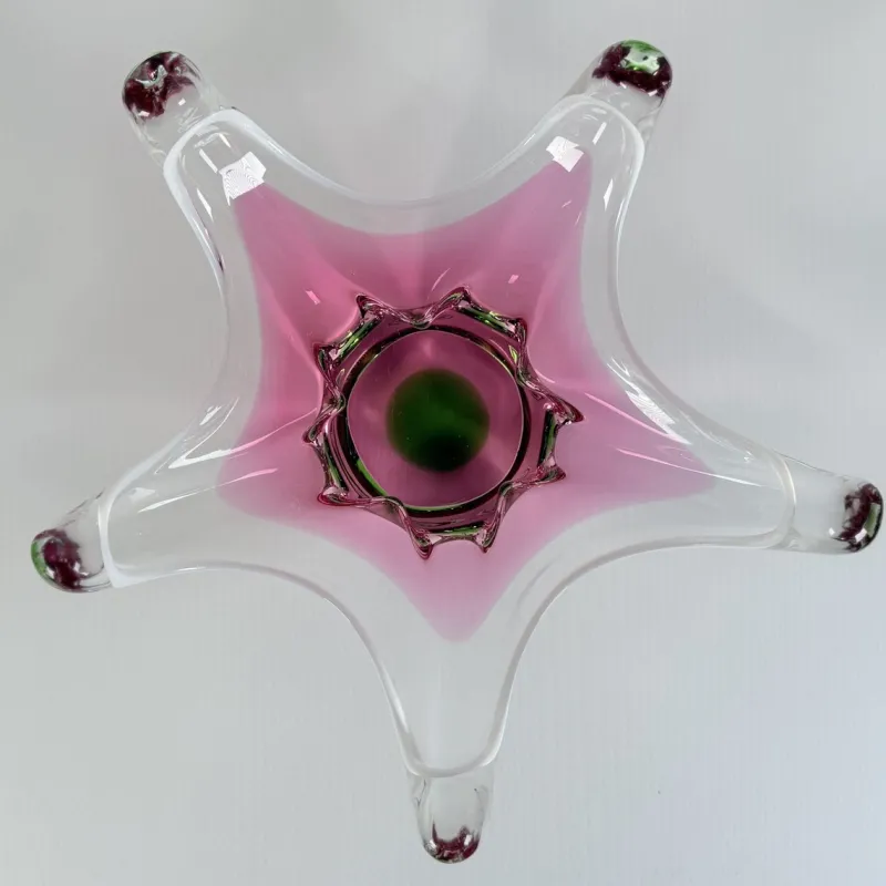 Pamono Star-Shaped Glass Bowl attributed to Josef Hospodka for Chribska Glassworks, 1960s> Bowls