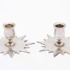 Pamono Star-Shaped Silver Candlesticks, Set of 2> Candleholders