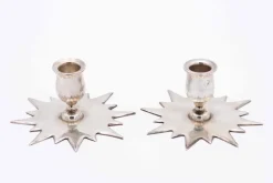Pamono Star-Shaped Silver Candlesticks, Set of 2> Candleholders