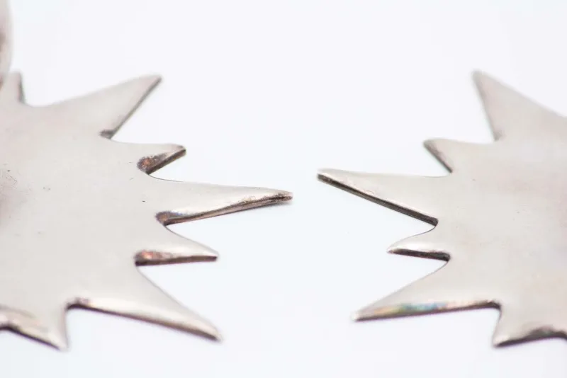Pamono Star-Shaped Silver Candlesticks, Set of 2> Candleholders