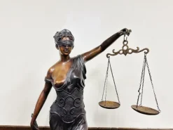 Pamono Statue of Lady Justice, 1920s-1940s, Bronze with Marble Base><noscript><img width=