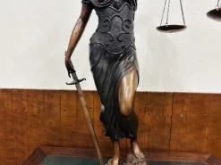 Pamono Statue of Lady Justice, 1920s-1940s, Bronze with Marble Base><noscript><img width=