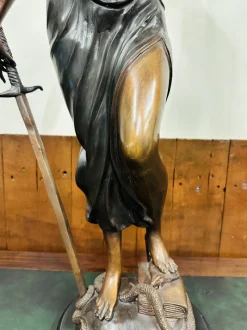 Pamono Statue of Lady Justice, 1920s-1940s, Bronze with Marble Base><noscript><img width=