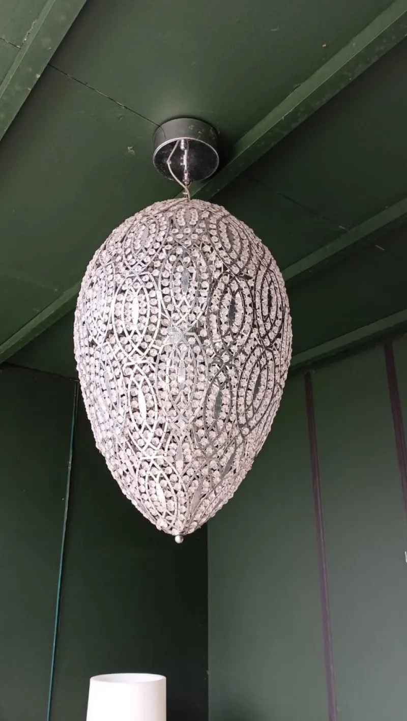 Pamono Steel & Crystal Egg Arabesque 156 Ceiling Lamp from Vgnewtrend> Ceiling Lights