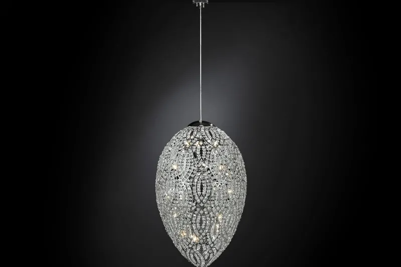 Pamono Steel & Crystal Egg Arabesque 156 Ceiling Lamp from Vgnewtrend> Ceiling Lights