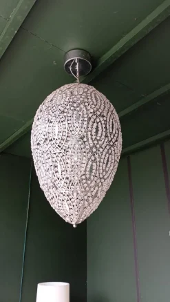 Sale Pamono Steel & Crystal Egg Arabesque 119 Ceiling Lamp from Vgnewtrend