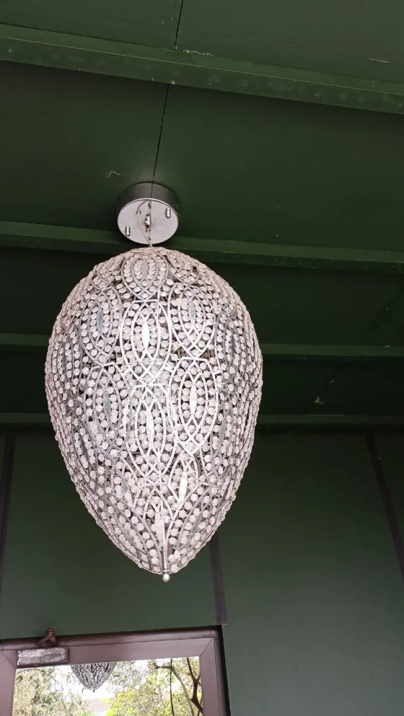 Sale Pamono Steel & Crystal Egg Arabesque 119 Ceiling Lamp from Vgnewtrend