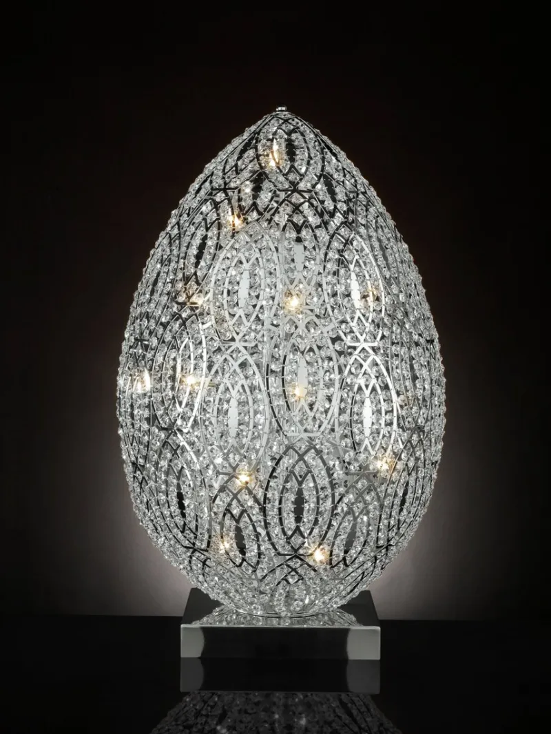 Pamono Steel & Crystal Egg Arabesque Table Lamp by Giorgio Tesi for VGnewtrend> Table Lamps