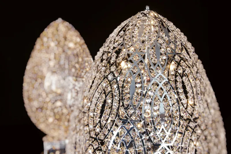 Pamono Steel & Crystal Egg Arabesque Table Lamp by Giorgio Tesi for VGnewtrend> Table Lamps