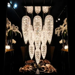 Pamono Steel & Crystal Sensation Arabesque Light Fall Ceiling Chandelier with 17 Lamps from VGnewtrend><noscript><img width=