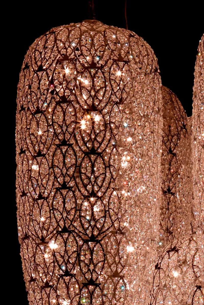 Pamono Steel & Crystal Sensation Arabesque Light Fall Ceiling Chandelier with 17 Lamps from VGnewtrend> Ceiling Lights