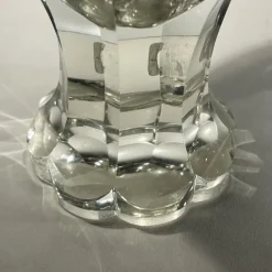 Sale Pamono Stemmed Glasses in Thick Cut Crystal with Scrolling Decoration and Monogram, Bohemia, 1900s, Set of 2