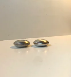 Pamono Sterling Silver Salt and Pepper Shakers by Hans Hansen for Cohr, Set of 2><noscript><img width=