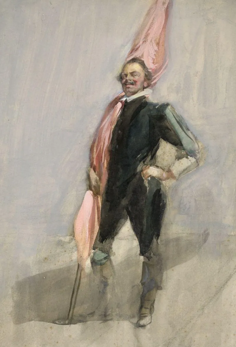 Pamono Steven Spurrier RA RBA ROI, Portrait of a Cavalier, 1907, Gouache> Painting