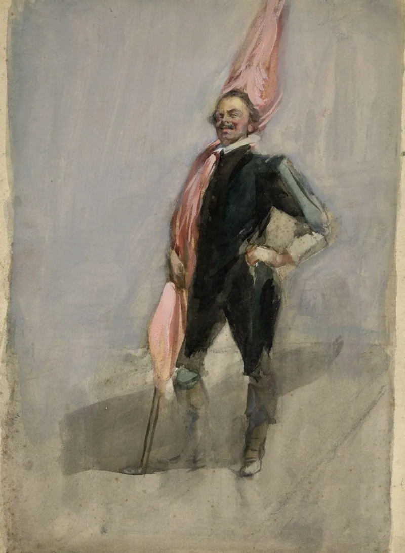 Pamono Steven Spurrier RA RBA ROI, Portrait of a Cavalier, 1907, Gouache> Painting