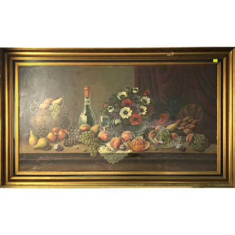 Pamono Still Life of Fruit and Wine, 20th-Century, Oil on Canvas> Classical