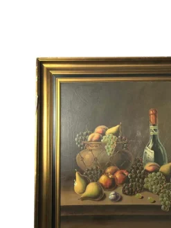 Pamono Still Life of Fruit and Wine, 20th-Century, Oil on Canvas><noscript><img width=
