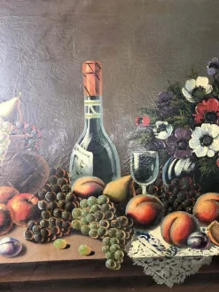 Pamono Still Life of Fruit and Wine, 20th-Century, Oil on Canvas><noscript><img width=