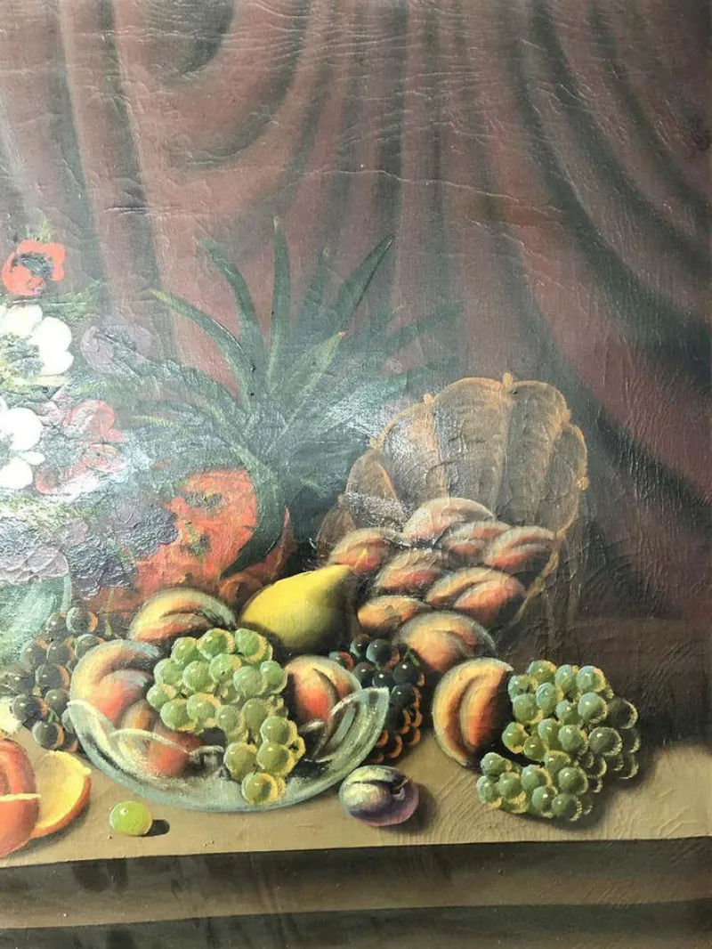 Pamono Still Life of Fruit and Wine, 20th-Century, Oil on Canvas> Classical
