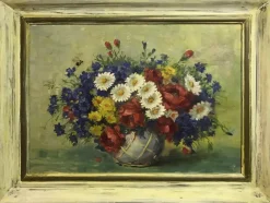 Outlet Pamono Still Life with Flowers, 20th Century, Oil on Canvas, Framed