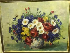 Outlet Pamono Still Life with Flowers, 20th Century, Oil on Canvas, Framed