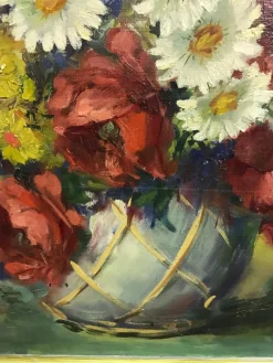 Outlet Pamono Still Life with Flowers, 20th Century, Oil on Canvas, Framed