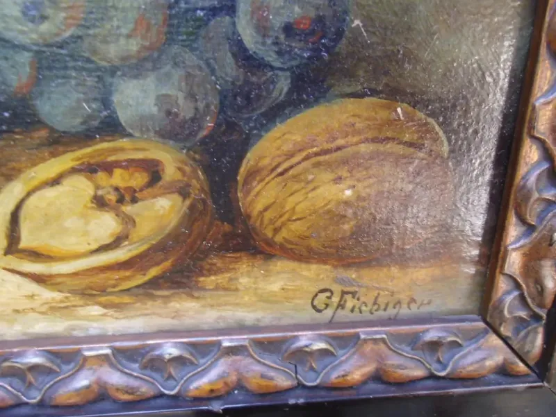 Pamono Still Life with Grapes, 1890s-1910s, Oil Painting, Framed> Classical