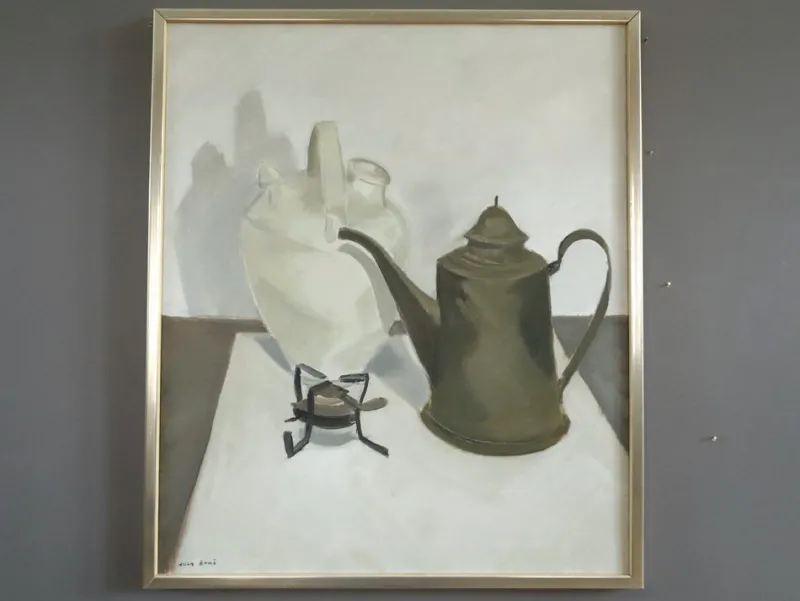 Pamono Still Life with Kettle, Oil Painting, Framed> Minimalist