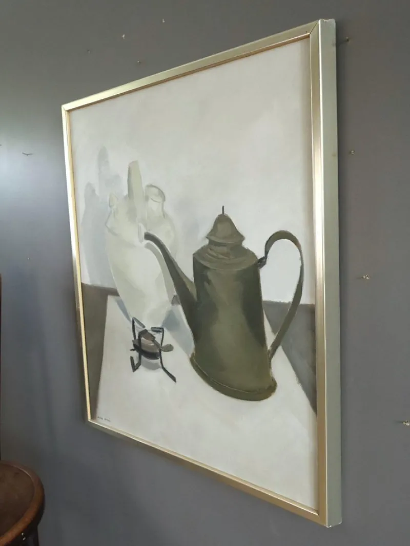 Pamono Still Life with Kettle, Oil Painting, Framed> Minimalist