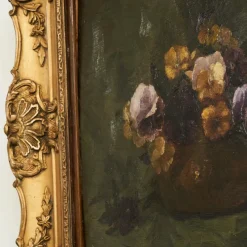 Pamono Still Life with Violets, Oil on Panel, Framed, 1880s> Art Nouveau