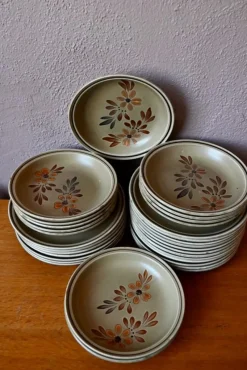 Pamono Stoneware Dinnerware Service from Ateliers du Revernay, 1970s, Set of 30