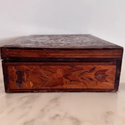 Hot Pamono Straw Marquetry Work Box, 1800s