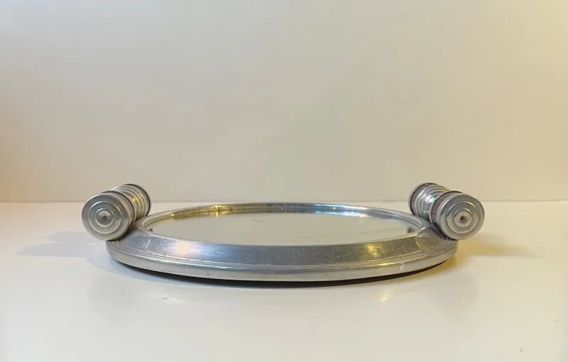 Pamono Streamline Bauhaus Plateau Mirror Tray, 1930s> Trays