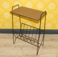 Pamono String Newspaper Rack in Teak Formica and Black Metal, 1960s><noscript><img width=