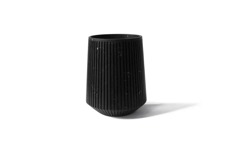 Pamono Striped Wide Vase in White Carrara Marble> Tabletop
