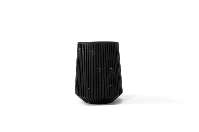Pamono Striped Wide Vase in White Carrara Marble> Tabletop