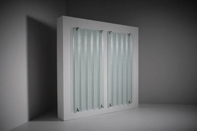 Discount Pamono Structured Corrugated Glass Panels by Saint-Gobain, France, 1950s