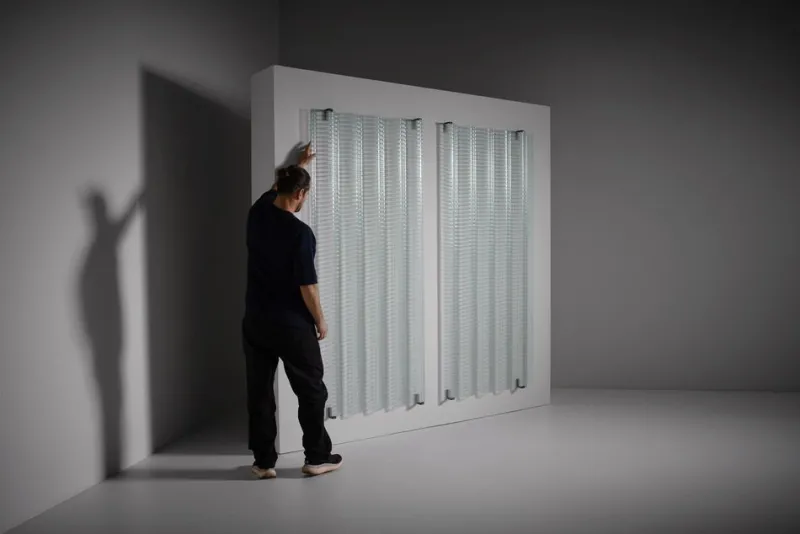 Discount Pamono Structured Corrugated Glass Panels by Saint-Gobain, France, 1950s